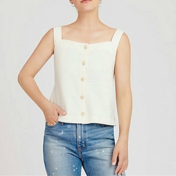 J.Crew Textured Cream Tank Top Size M